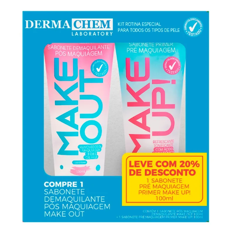 Kit Sabonete Dermachem Demaquilante Make Out 100ml + Sabonete Primer Make Up 100ml - Dermachem