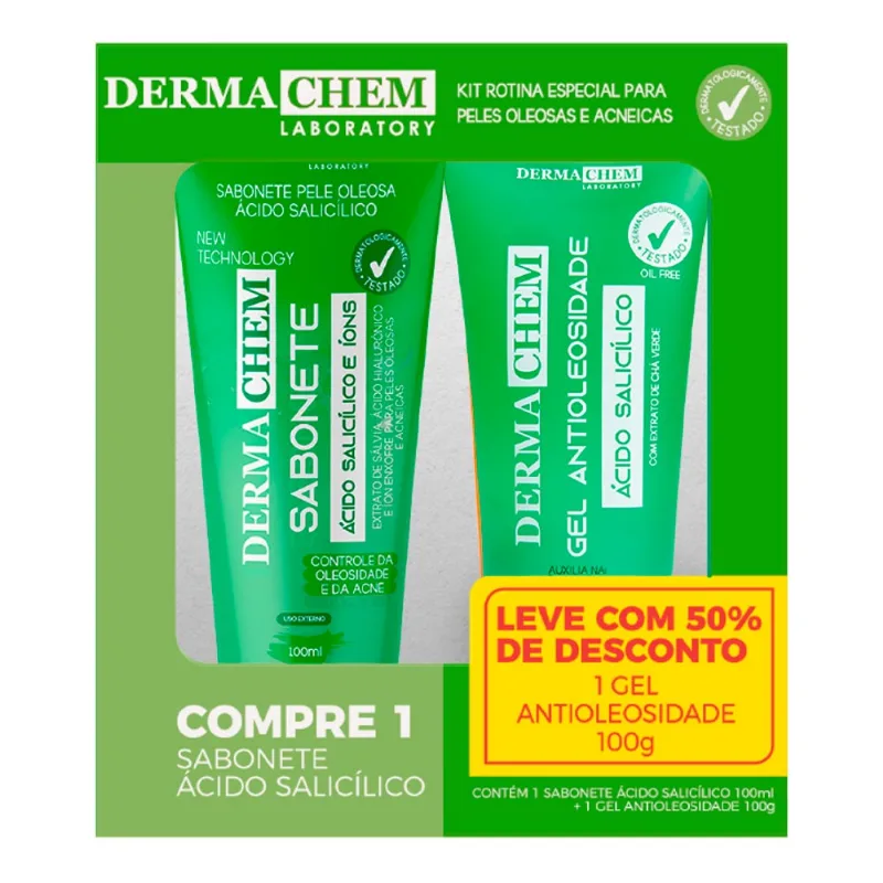 Kit Sabonete Dermachem Ácido Salicilico 100ml + Gel Antioleosidade 100ml - Dermachem