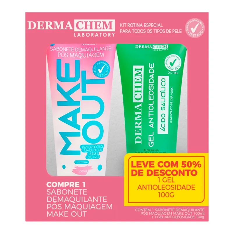 Kit Demaquilante Dermachem Make Out 100m + Gel Antioleosidade 100ml - Dermachem
