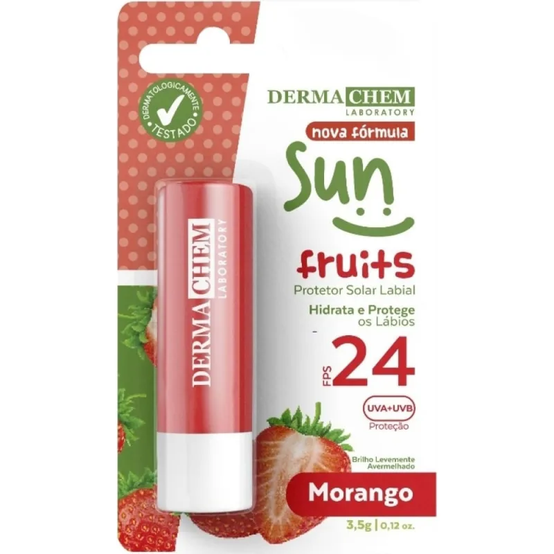 Protetor Solar Labial Dermachem Morango Fps24 3,5g - Dermachem