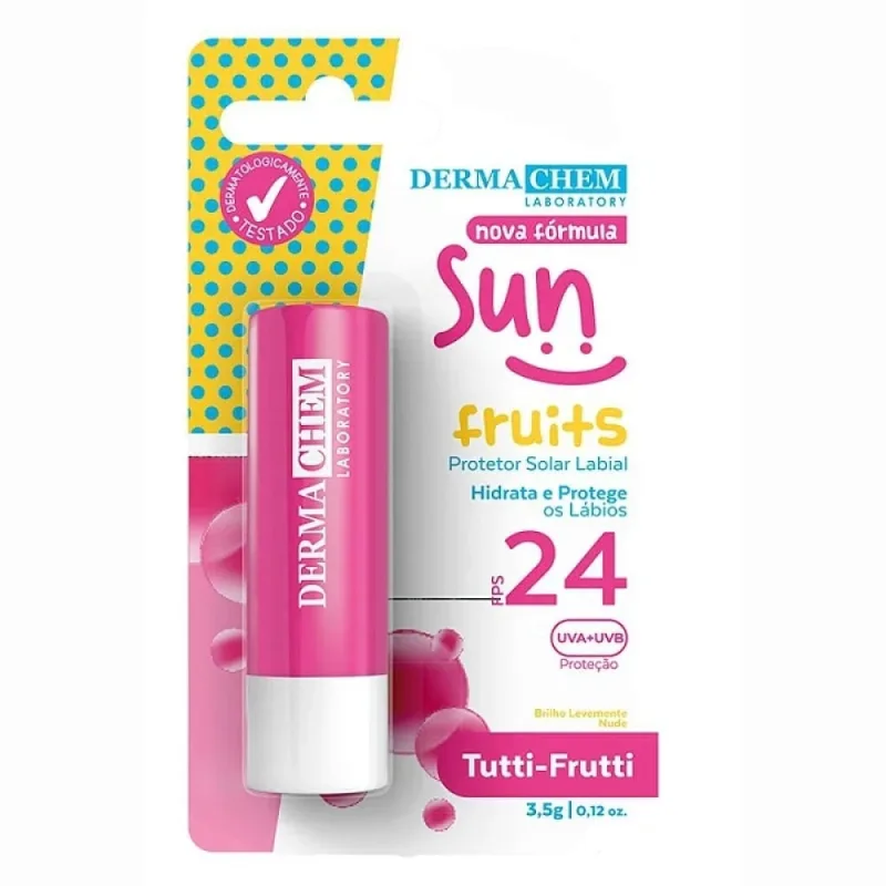 Protetor Solar Labial Dermachem Tutti Frutt Fps24 3,5g - Dermachem
