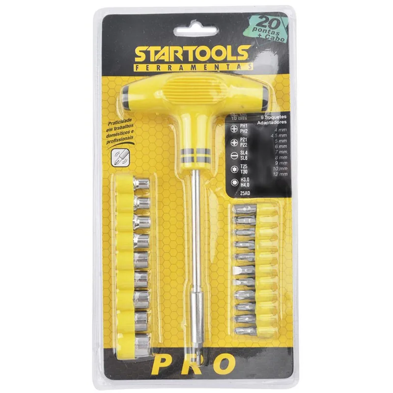 Chave Tipo T Com 11 Bits + 9 Canhao / Soquete E Adaptador Pr