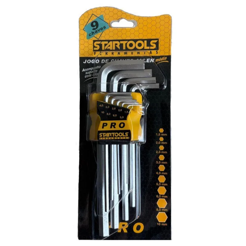 Jogo De Chaves Allen Média 9 Peças 1,5mm A 10mm Em Aço Cromo Vanadium Startools