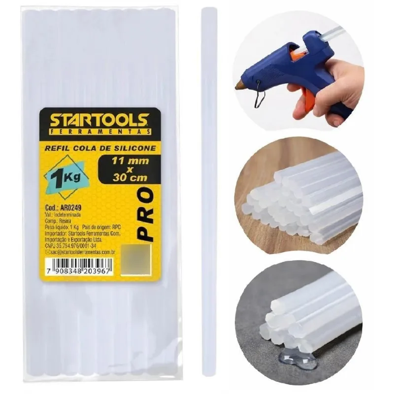 Refil de Bastão de Cola Quente Grossa 11mm X 30cm Silicone Branco 1kg Yeet - OUTRAS