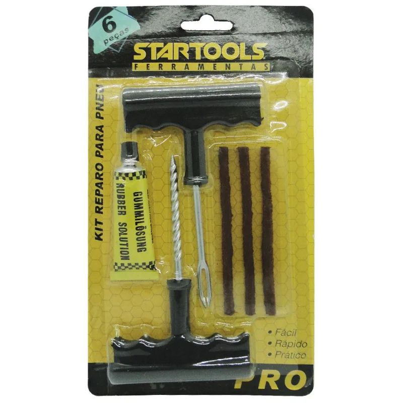 Kit Reparo Para Pneu De Carro E Moto Com Escareador + Cola 5