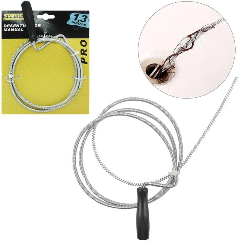 Desentupidor De Cano De Aço Carbono Pro 1,3m Na Cartela