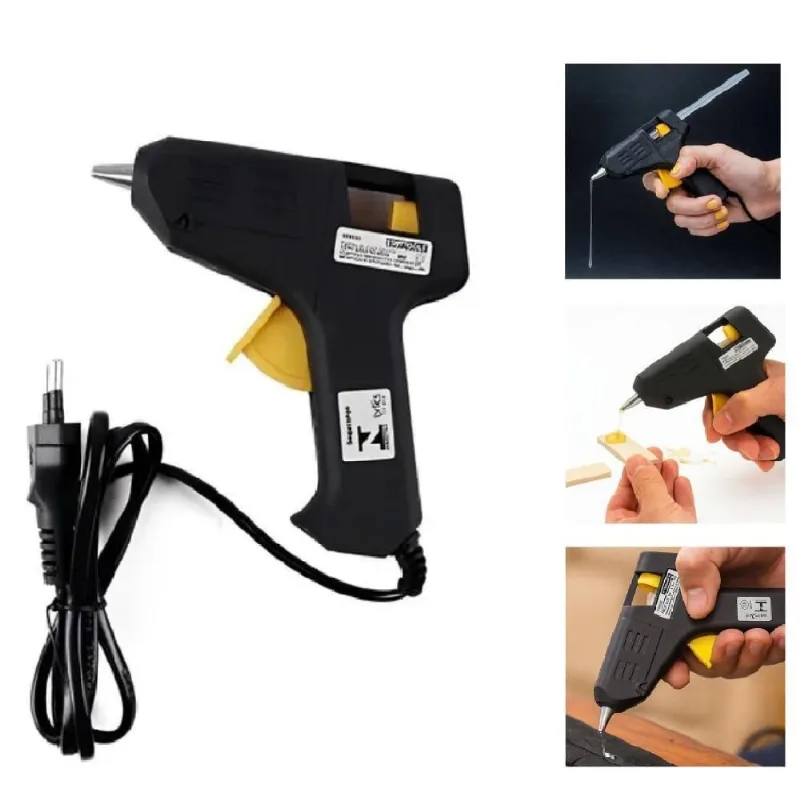 Pistola de Cola Quente Mini Profissional 8W Bivolt Plástico Preto Yeet - OUTRAS