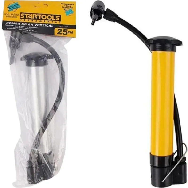 Bomba de Ar Vertical Encher Pneu Bola Priscila Bicicleta 25cm Startools