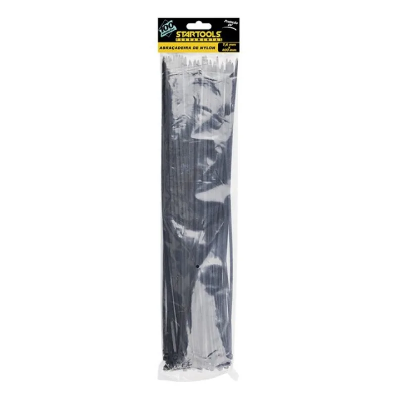 Abraçadeira de Nylon 40cm x 7,6mm com 50 Unidades - Preta