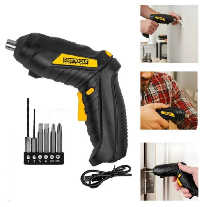 Mini Parafusadeira Articulada Elétrica Sem Fio Yeet Para Uso Doméstico Com Kit De Bits E Brocas 3,6v