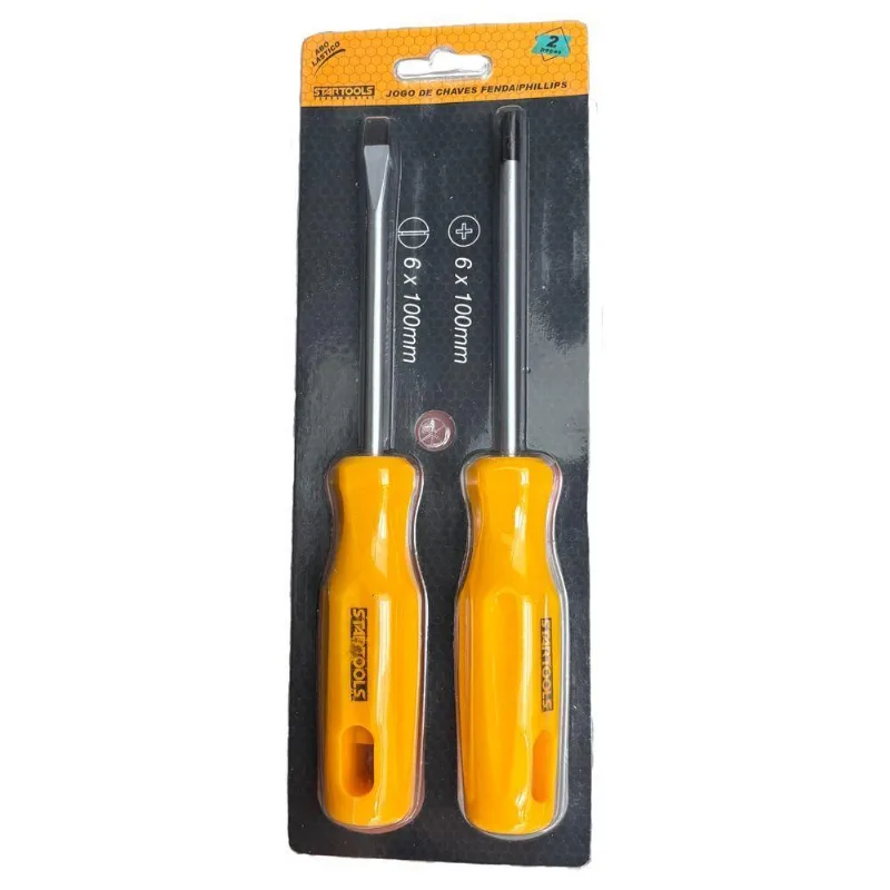 Jogo De Chaves Fenda E Phillips 2 Peças 1-4 6x100mm Aço Carbono Startools