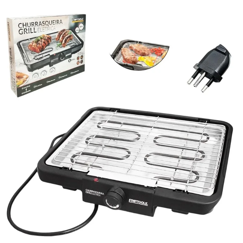 Churrasqueira Elétrica Grill com Grelha Removível 127V - Preta