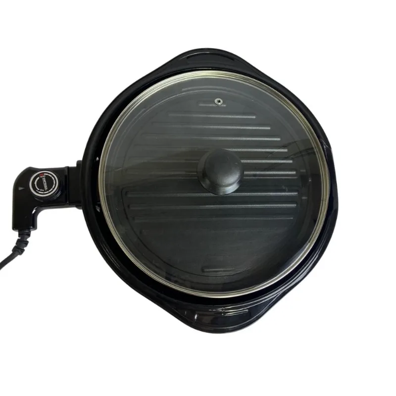 Grill Elétrico Redondo Premium com Termostato 127V - Preta