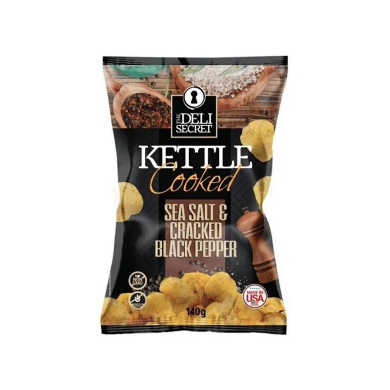 Batata Chips Sal e Pimenta Preta Kettle Cooked The Deli Secret Pacote 140g