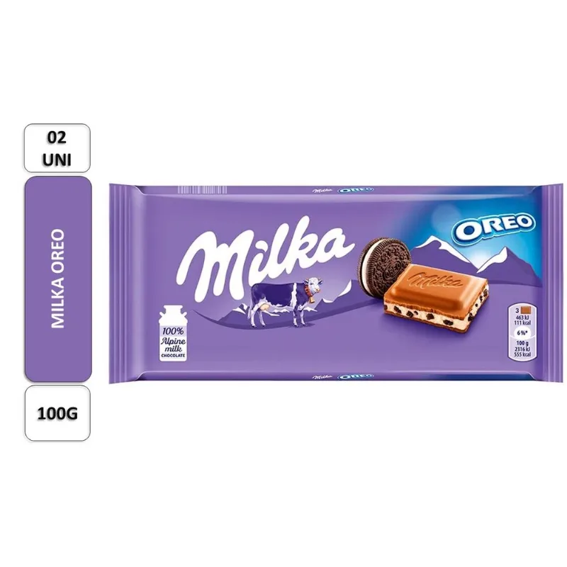 Chocolate ao Leite Milka e Oreo Pack com 2 Unidades de 100g Cada