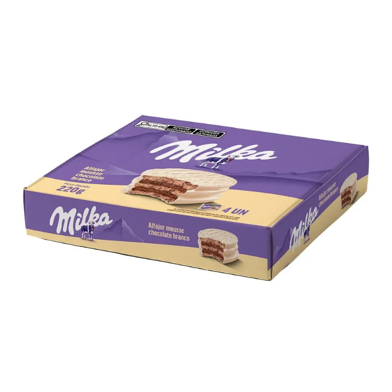 Alfajor Mousse Chocolate Branco 4x55g Milka