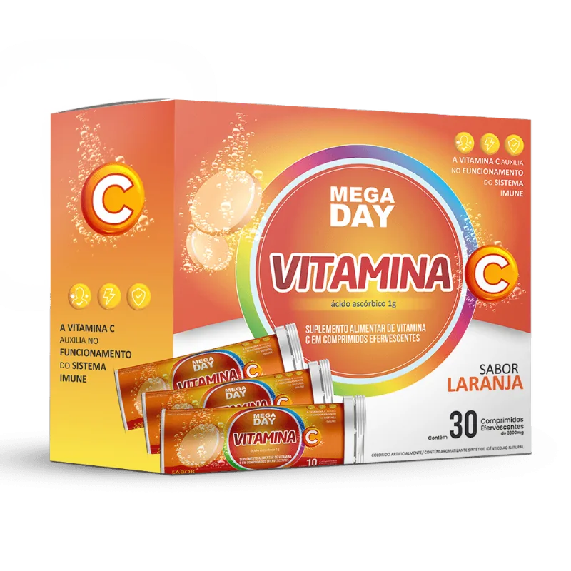 Vitamina Mega Day Vitamina C 30 Comprimidos Efervecentes