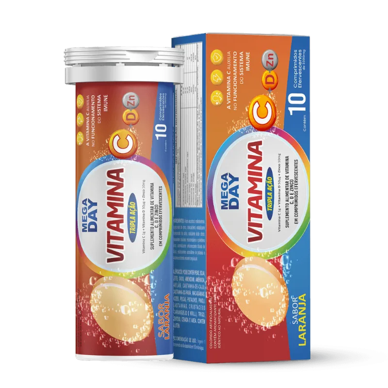 Vitamina Mega Day C D Z 10 Comprimidos Efervecentes
