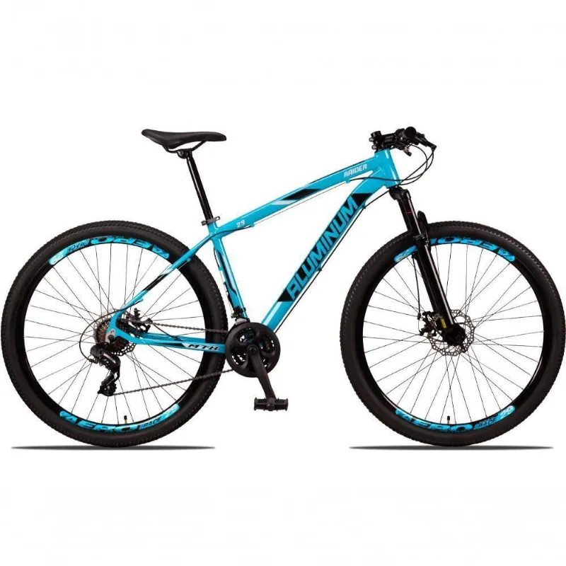 Bicicleta 29 Aluminum Raider 24 Marchas Index Freio A Disco Azul + preto