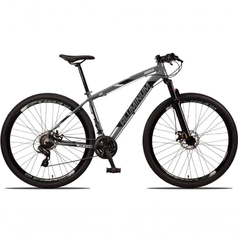 Bicicleta 29 Aluminum Raider 24 Marchas Index Freio A Disco Grafite + preto