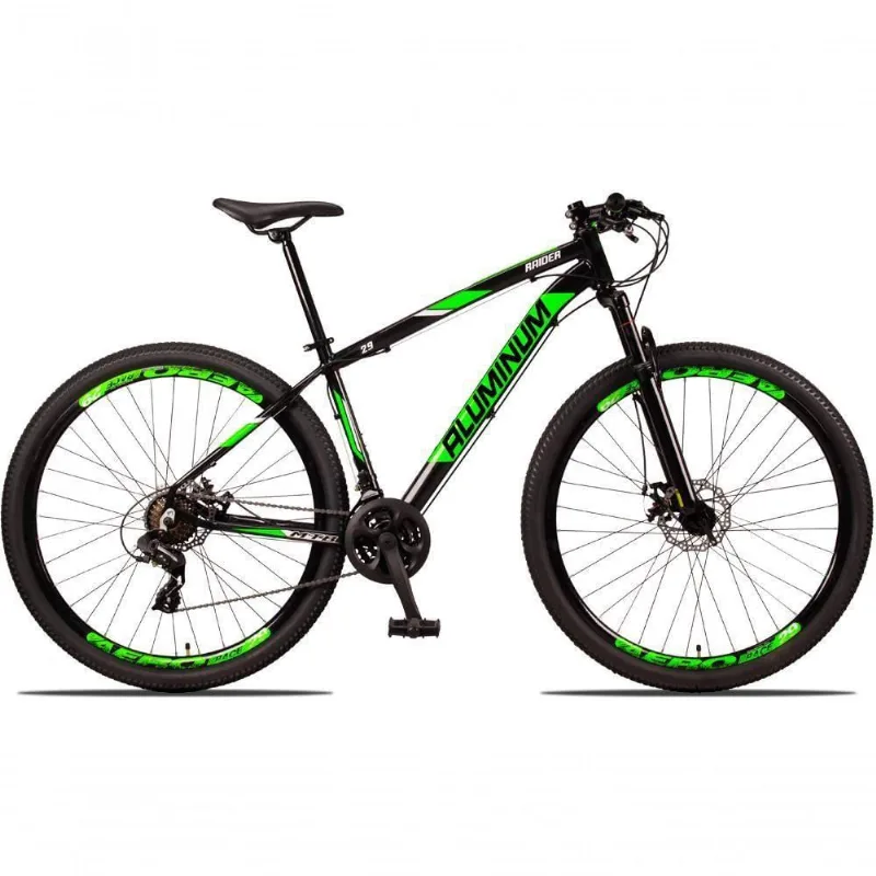 Bicicleta 29 Aluminum Raider 24 Marchas Index Freio A Disco Preto + verde