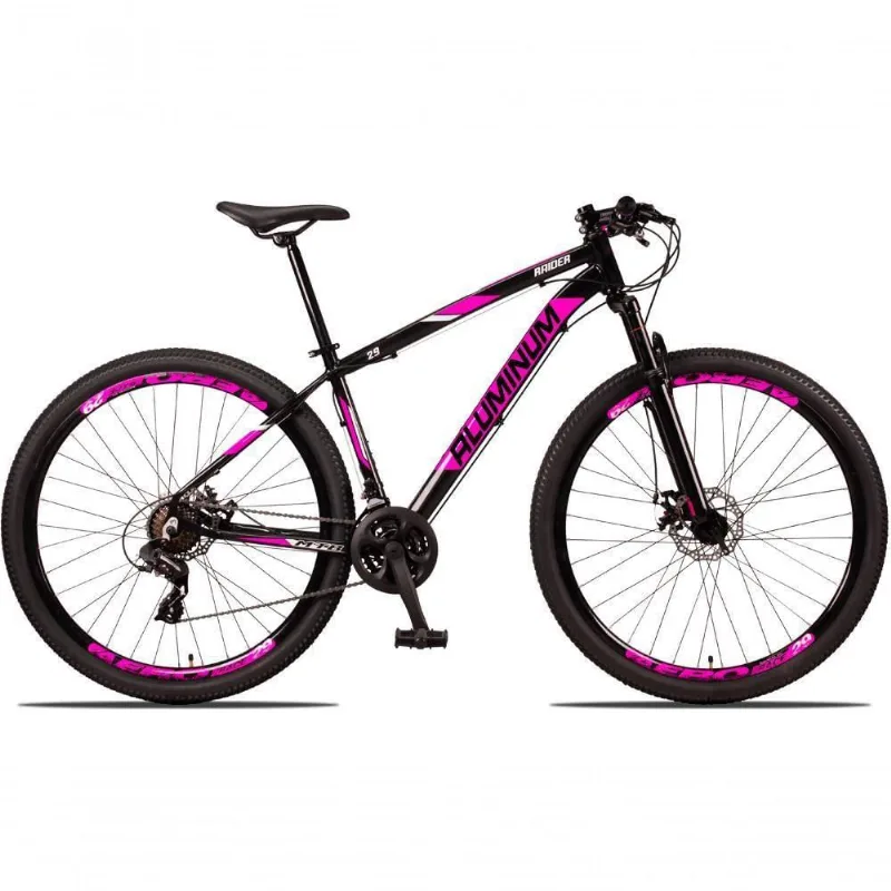 Bicicleta 29 Aluminum Raider 24 Marchas Index Freio A Disco Preto + rosa