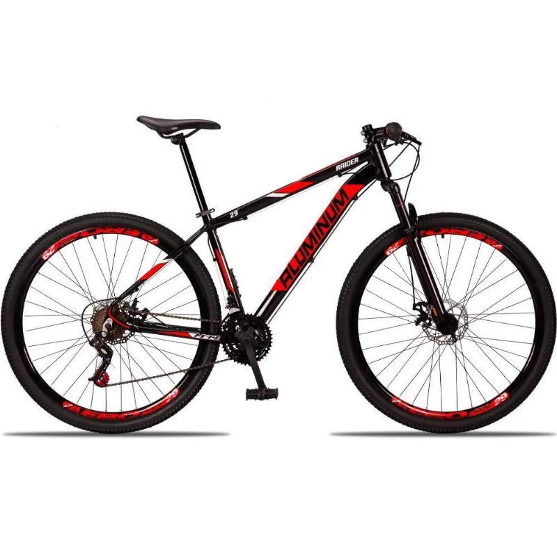 Bicicleta 29 Aluminum Raider Preto + vermelho