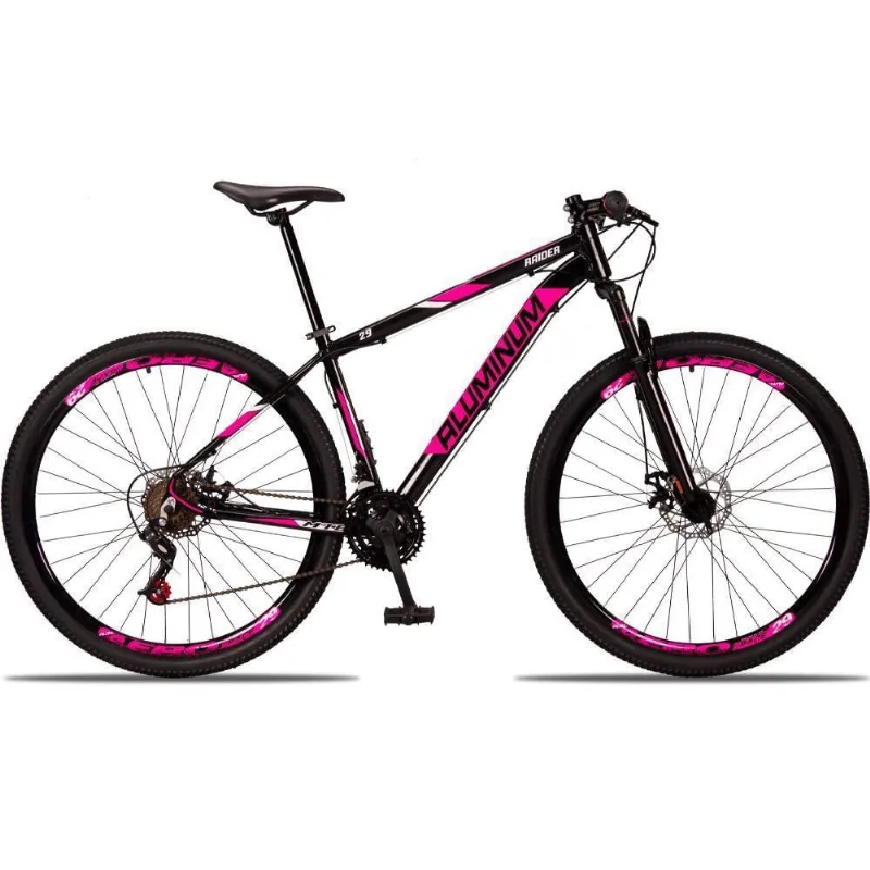Bicicleta 29 Aluminum Raider Preto + rosa