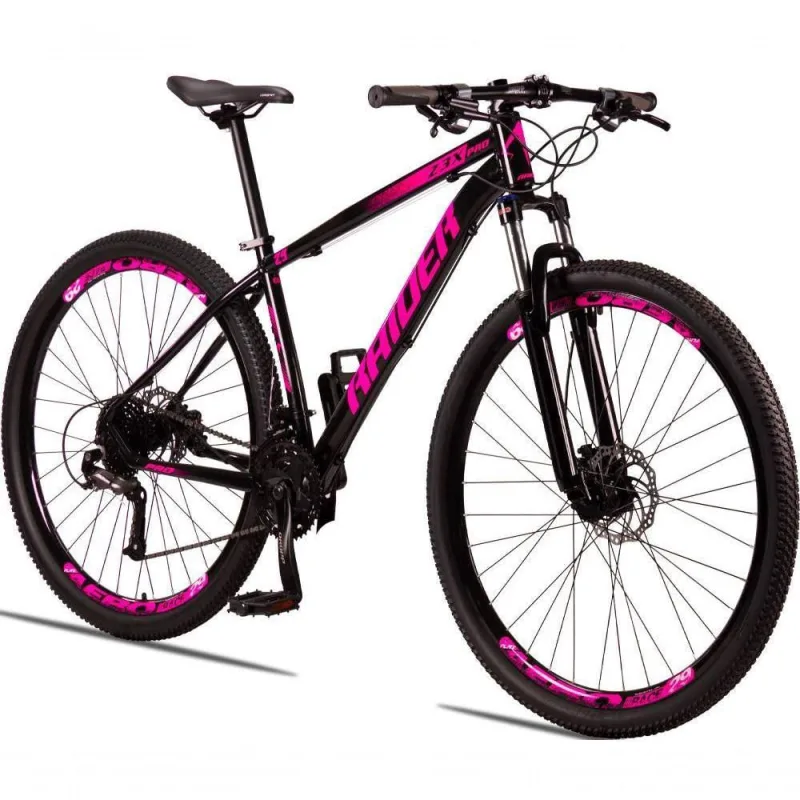 Bicicleta 29 Raider Z3X Pro 27V Câmbio Traseiro Preto + Rosa - Não Disponível - Esporte E Lazer