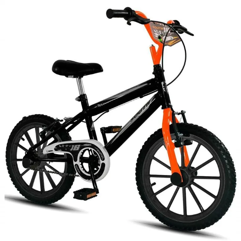 Bicicleta Aro 16 Infantil South Ferinha Para Meninos - Preto E Laranja Preto + laranja