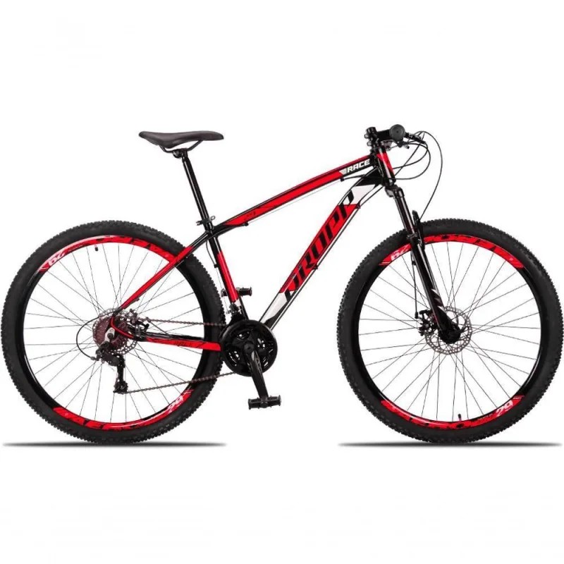 Bicicleta Aro 29 Dropp Race 24 Vel Câmbio Traseiro Freio A Disco Bike Mtb Alumínio Preto + vermelho - Não Disponível - Esporte E Lazer