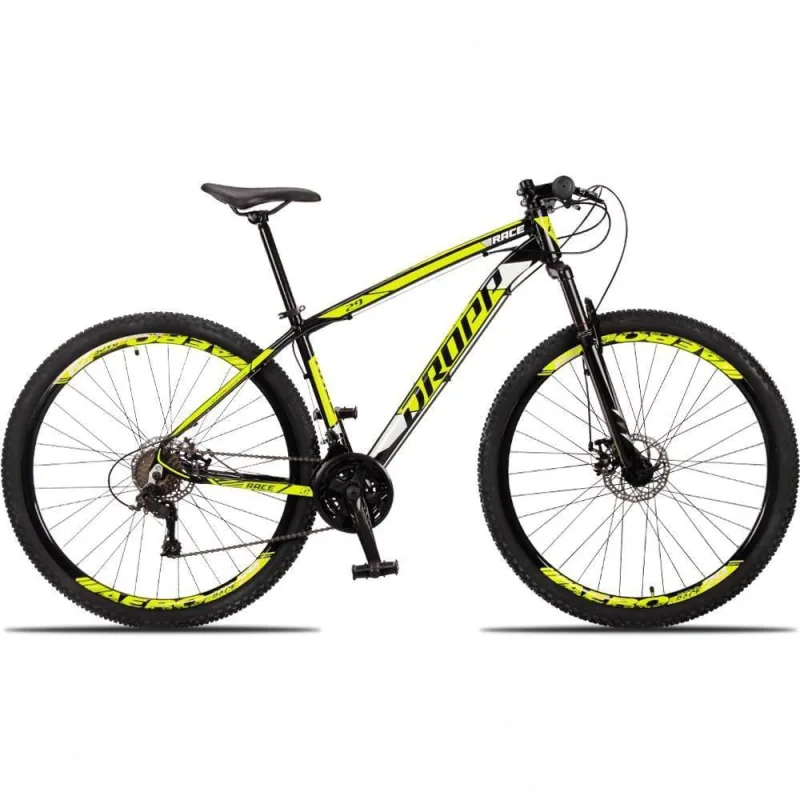 Bicicleta Aro 29 Dropp Race 24 Vel Câmbio Traseiro Freio A Disco Bike Mtb Alumínio Preto + amarelo - Não Disponível