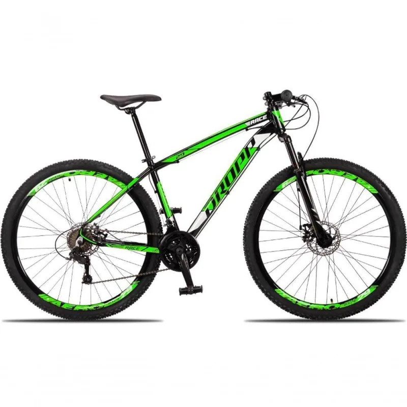 Bicicleta Aro 29 Dropp Race 24 Vel Câmbio Traseiro Shimano Freio A Disco Bike Mtb Alumínio Preto + verde - Não Disponível