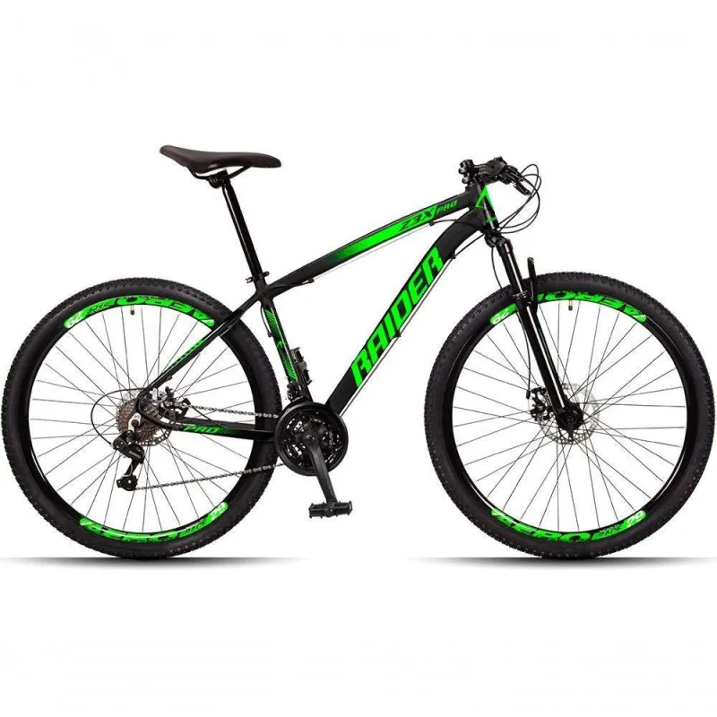 Bicicleta Aro 29 Raider Z3x 24 Vel Câmbio Traseiro Freio A Disco Bike Mtb Alumínio Preto+verde - Não Disponível