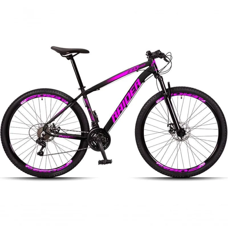 Bicicleta Aro 29 Raider Z3x 24 Vel Câmbio Traseiro Freio A Disco Bike Mtb Alumínio Preto + rosa - Não Disponível