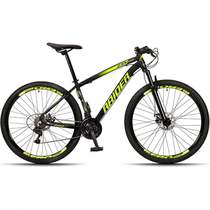 Bicicleta Aro 29 Raider Z3x 24 Vel Câmbio Traseiro Shimano Freio A Disco Bike Mtb Alumínio Preto + amarelo - Não Disponível - Esporte E Lazer