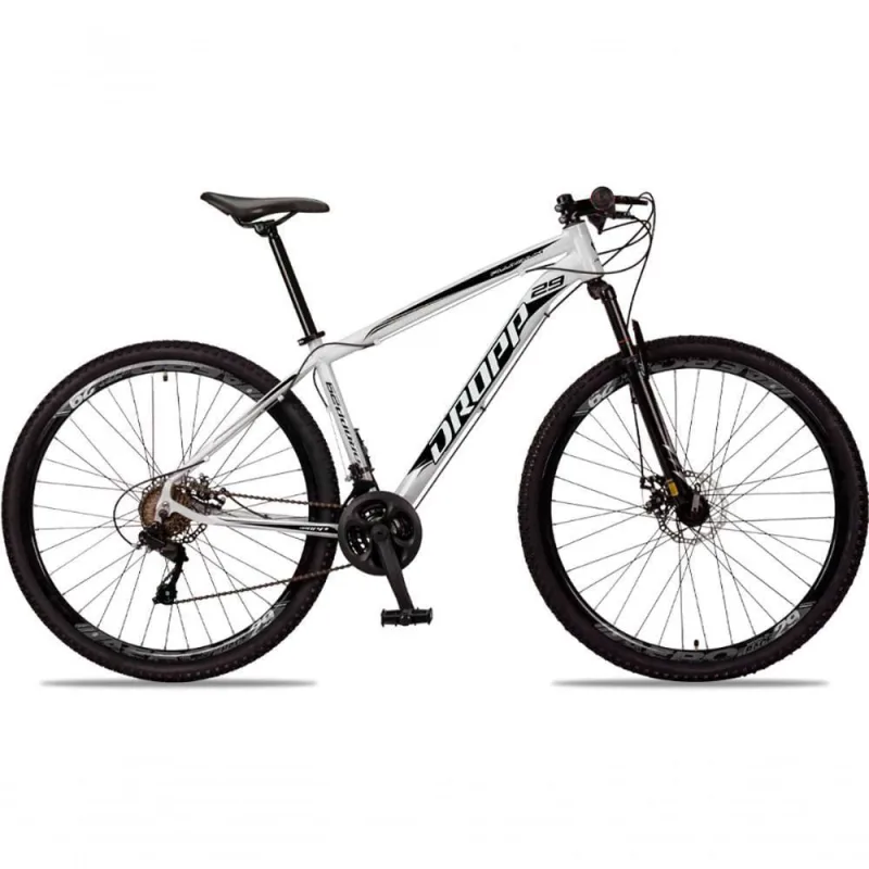 Bicicleta Aro 29 Dropp Aluminum 24 Vel Câmbio Traseiro Freio A Disco Bike Mtb Alumínio Branco + preto - Não Disponível - Esporte E Lazer