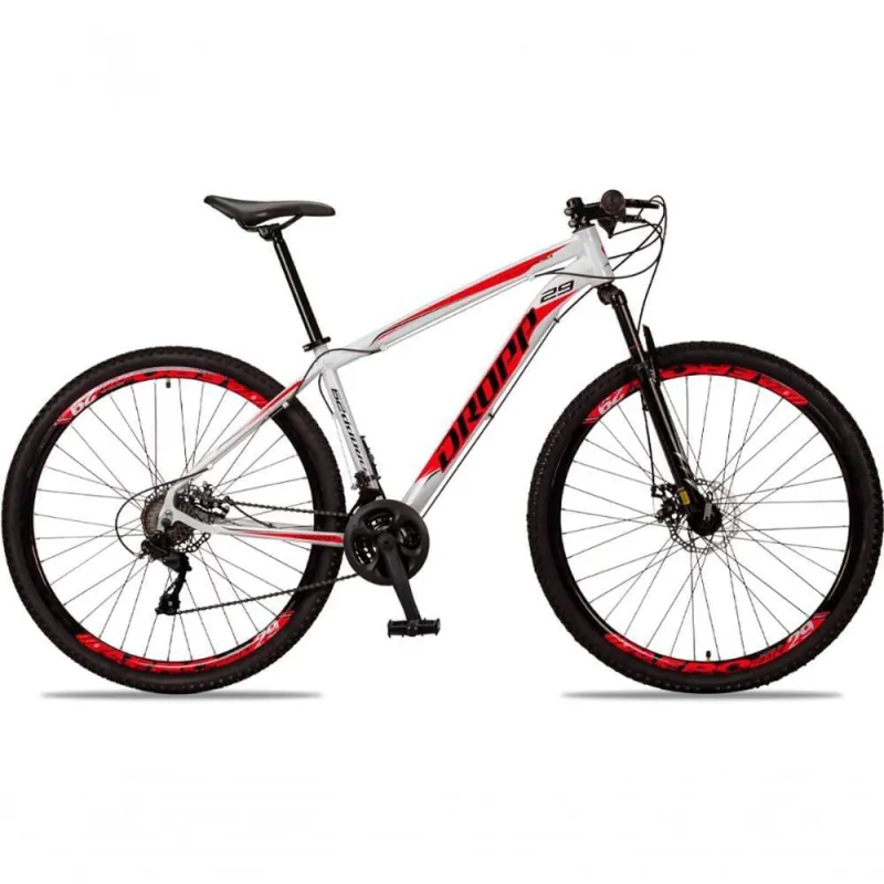 Bicicleta Aro 29 Aluminum 24 Vel Câmbio Traseiro Freio A Disco Bike Mtb Alumínio Branco + vermelho - Não Disponível
