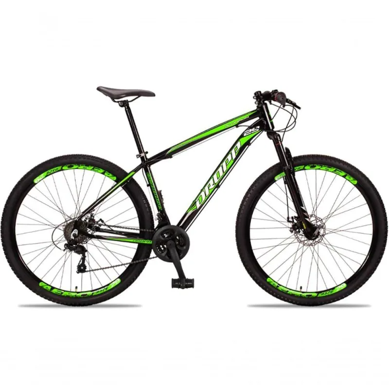 Bicicleta Aro 29 Dropp Aluminum 24 Vel Câmbio Traseiro Freio A Disco Bike Mtb Alumínio Preto+verde - Não Disponível - Esporte E Lazer