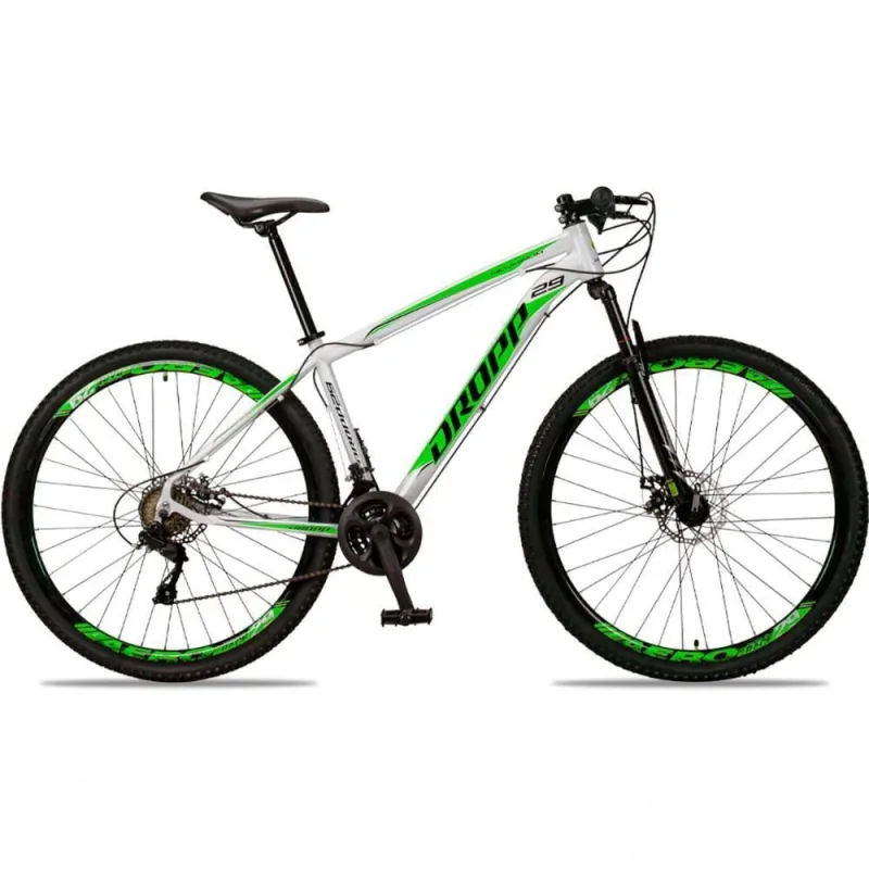 Bicicleta Aro 29 Dropp Aluminum 24 Vel Câmbio Traseiro Freio A Disco Bike Mtb Alumínio Branco + verde - Não Disponível