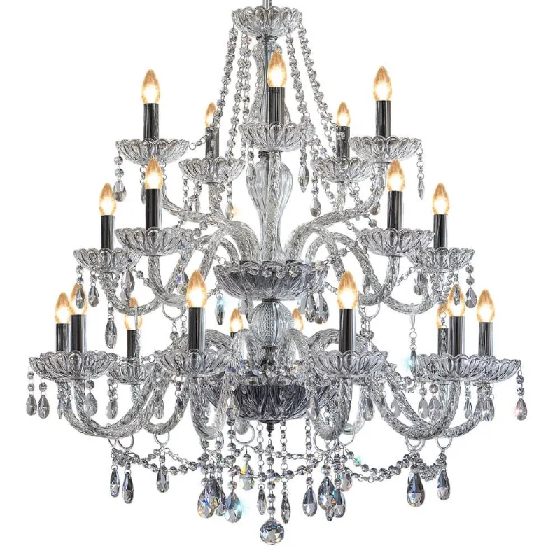 Lustre Classico Cromo Transparente 20 Luzes E14 Bronzearte Llumm
