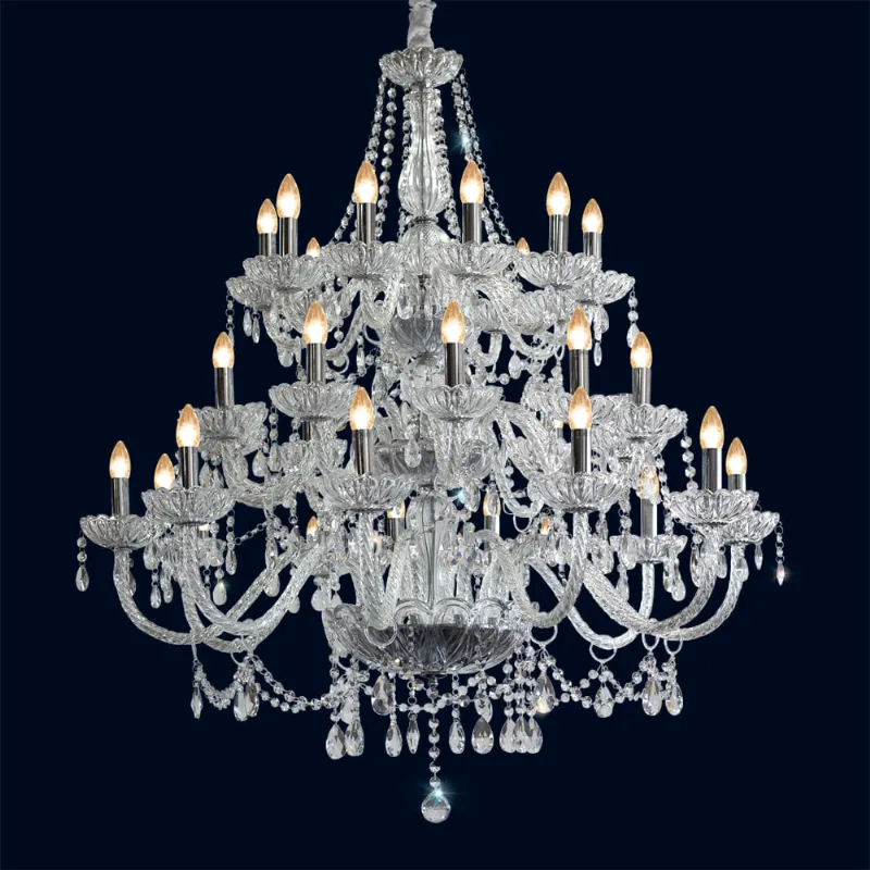 Lustre Classico Cromo Transparente 30 Luzes E14 Bronzearte Llumm