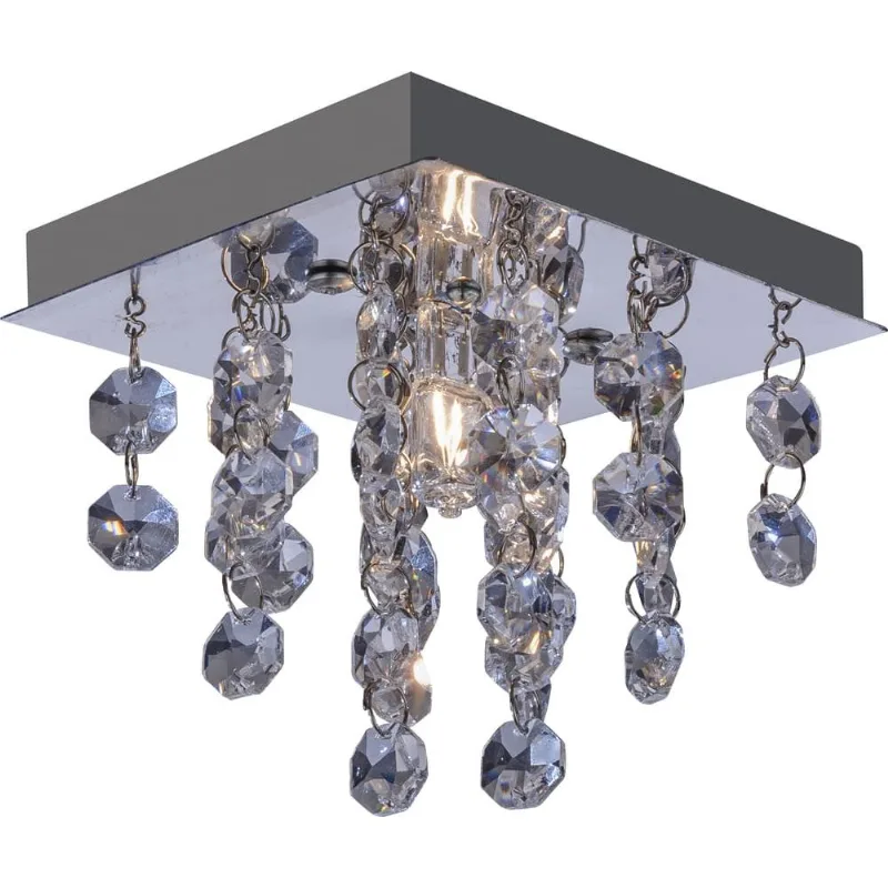 Plafon Italia Base Em Aco Com Cristais 1Xg9 10X10Cm Bronzearte Llumm
