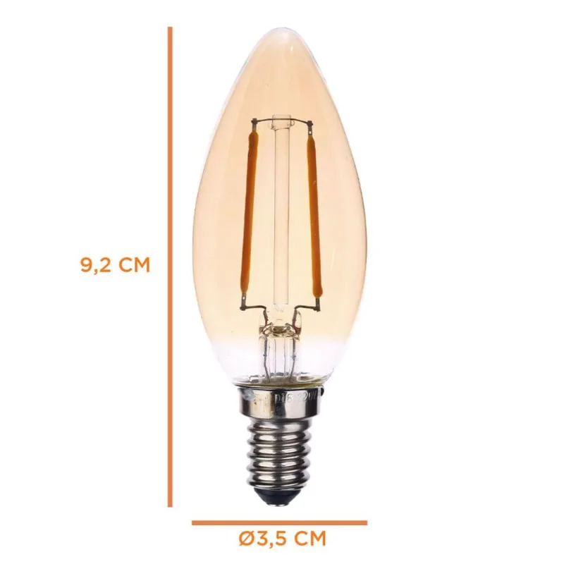 Lâmpada Filamento Led Vela 2w 2k 127v E14 Bronzearte