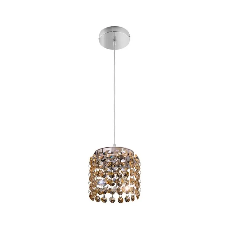 Pendente Milano Cristal Redondo Ambar G9 1 Lâmpada Bronzearte