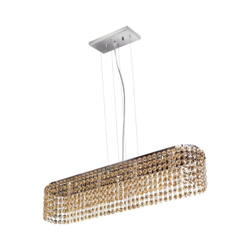 Pendente Milano Cristal Retangular Ambar G9 4 Lâmpadas Bronzearte
