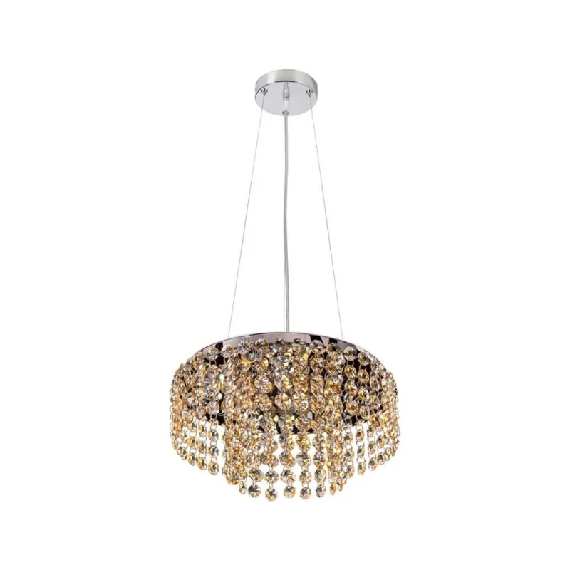 Pendente Milano Cristal Redondo Ambar G9 4 Lâmpadas Bronzearte