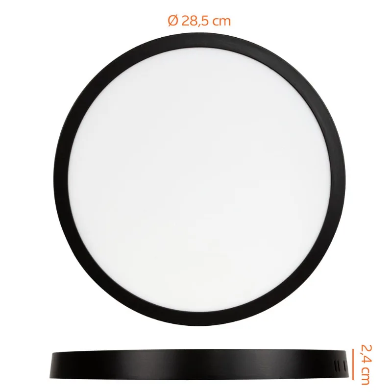 Painel Sobrepor Home Led 24W Redondo 6,5K Preto 295Mm Bivolt Llumm