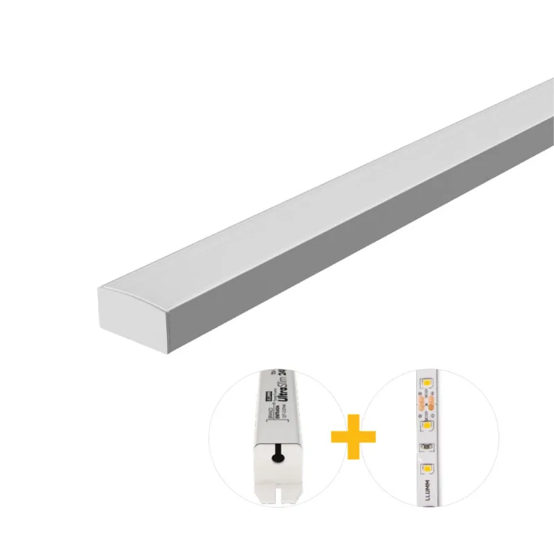 Kit Perfil Led Plug Play Sob 29B Com Ft 15W/M 3K E Fonte 12V 4A 2M Branco Llumm Bronzearte