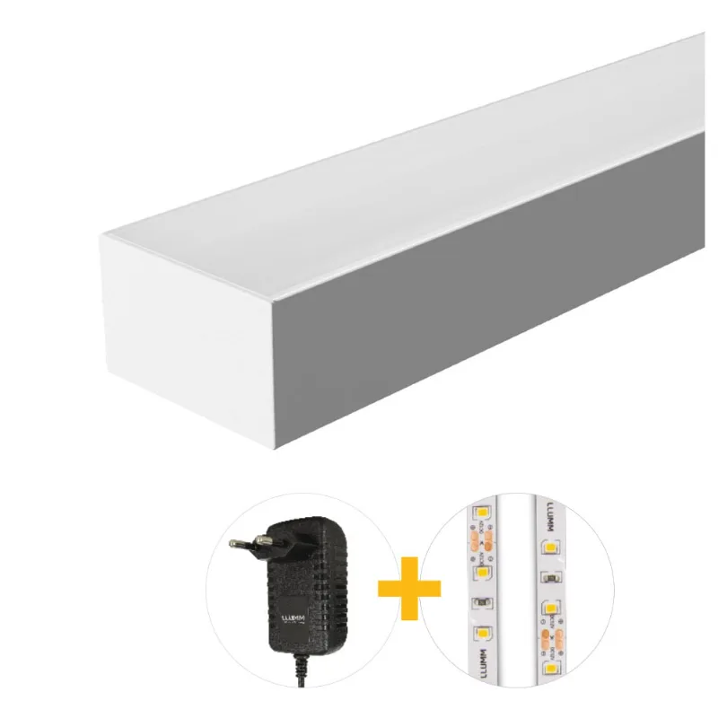 Kit Perfil Led Plug Play Sob Com Ft 20W/M 3000K E Fonte 12V 2A 1M Branco Llumm Bronzearte